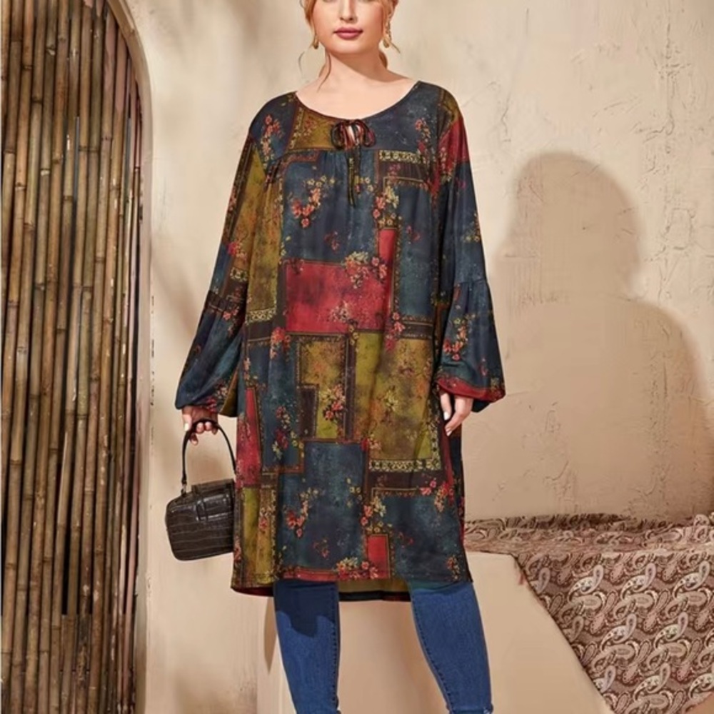 NWT Patchwork print top plus size NIP